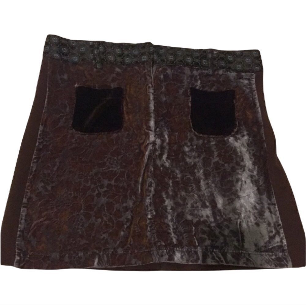 Velvet brown/grey floral skirt